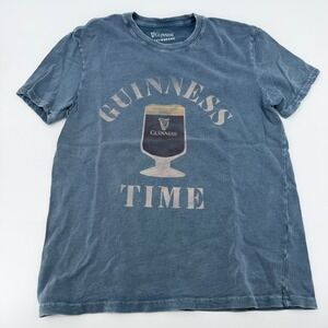 Lucky Brand Guinness Time Graphic T-Shirt Mens Medium Faded Blue Short Sleeve